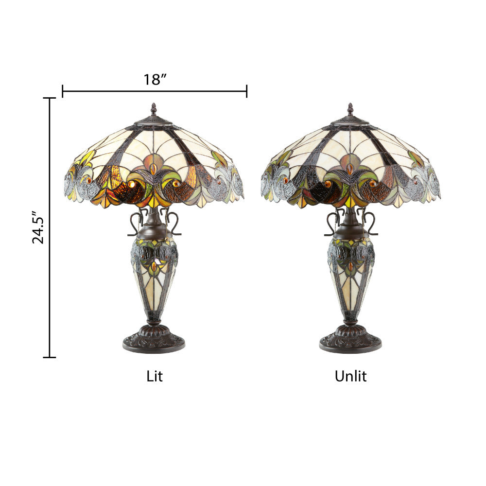 24.5"H Stained Glass Halston Double Lit Table Lamp