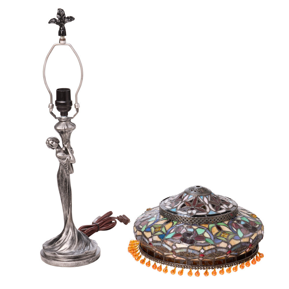 24" H Parisian Antique Silver Bell Shade Novelty Table Lamp