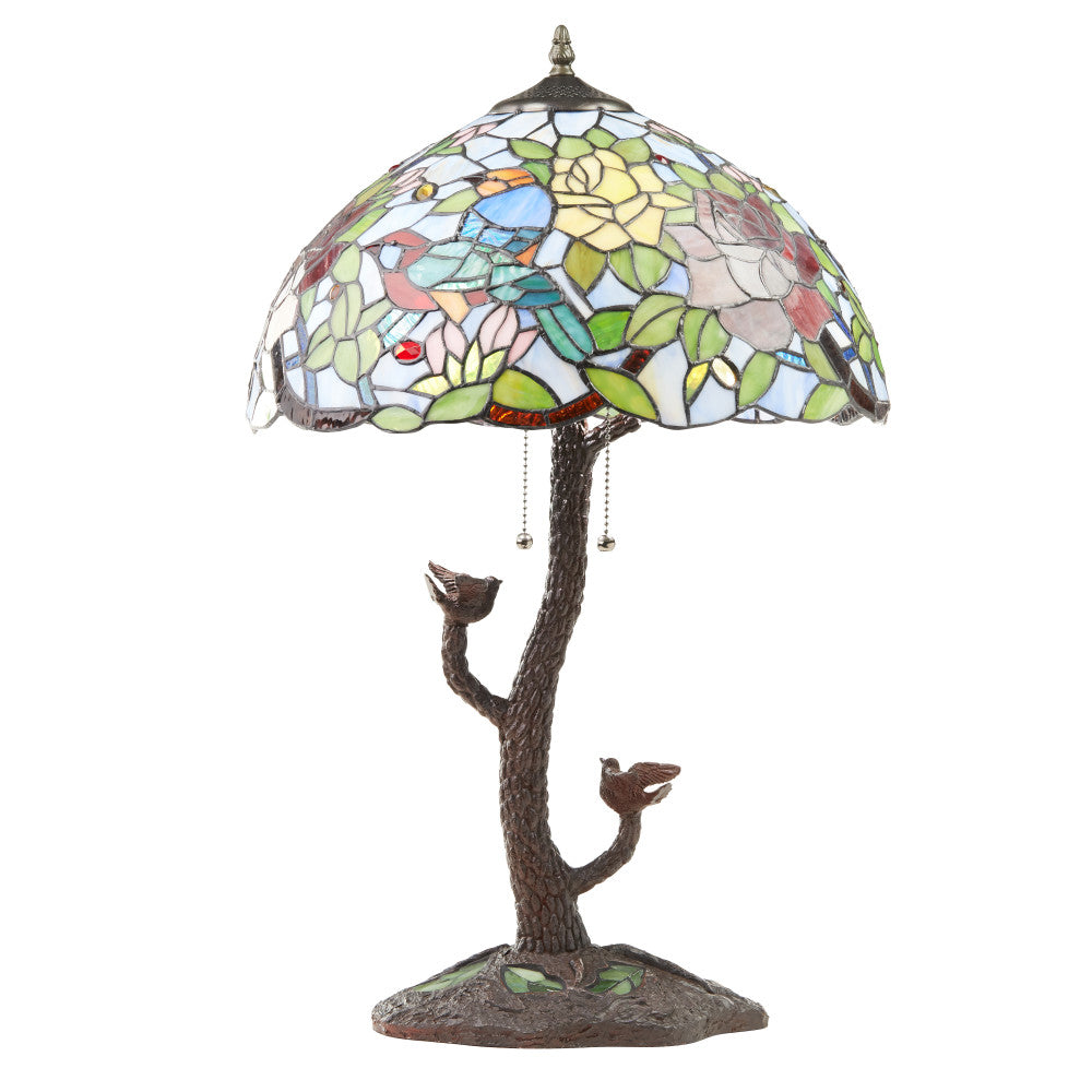 25" H Phylicia Multicolored Dome Shaped Stained Glass Table Lamp with Novelty Base