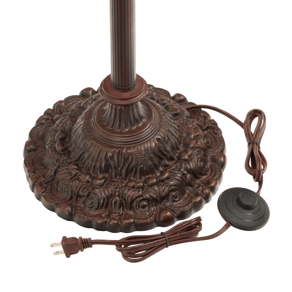 60" H Victoria Brown Candlestick Base with Stained Glass Dome Shade Floor Lamp