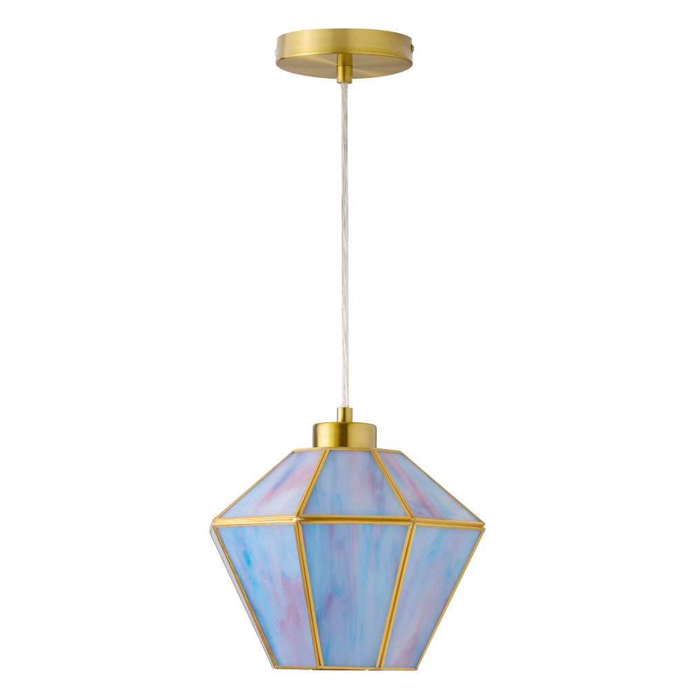 10" W Bouvier Metal and Stained Glass Pendant Light