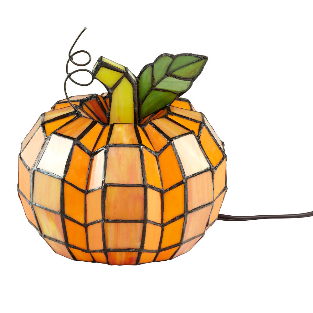 9"H Patch the Pumpkin Stained Glass Accent Lamp