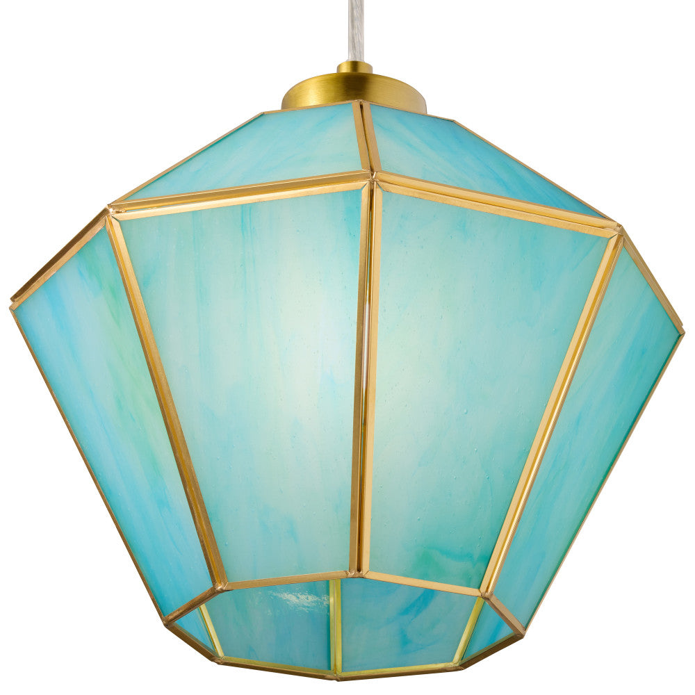 10" W Bouvier Metal and Stained Glass Pendant Light