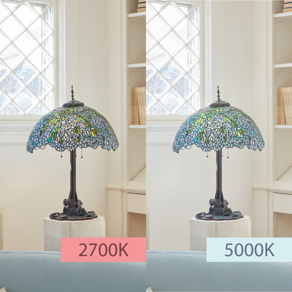 32" H Wisteria Tiffany-Style Stained Glass Table Lamp