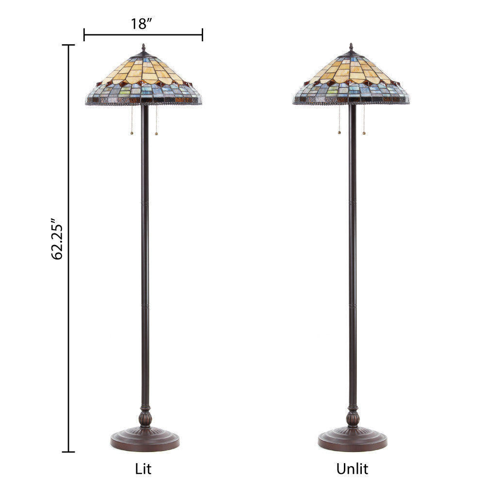 62.25" H Margriet Stained Glass Dome Shade Candlestick Base Floor Lamp