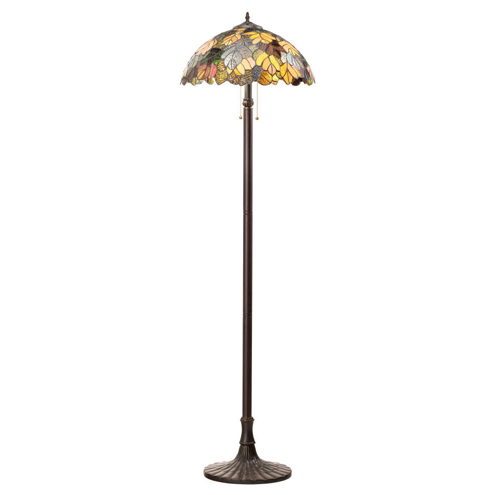 62" H Juliet Multicolored Stained Glass Bowl Shade Candlestick Floor Lamp