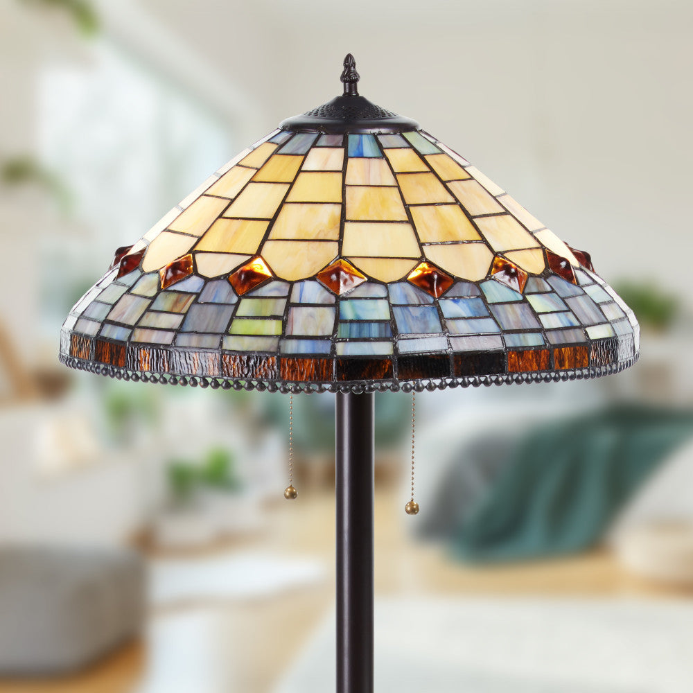 62.25" H Margriet Stained Glass Dome Shade Candlestick Base Floor Lamp