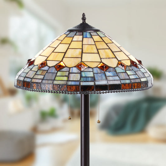 62.25" H Margriet Stained Glass Dome Shade Candlestick Base Floor Lamp