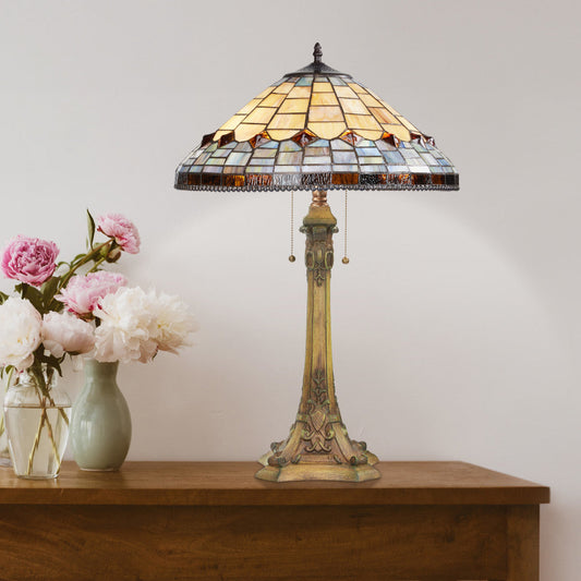 26.75" H Margriet Stained Glass Dome Shade Candlestick Table Lamp