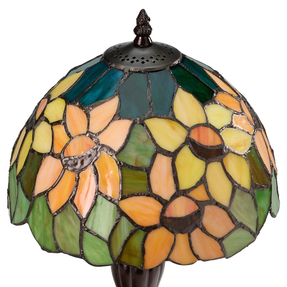 16.5" H Sunflowers Stained Glass Candlestick Table Lamp
