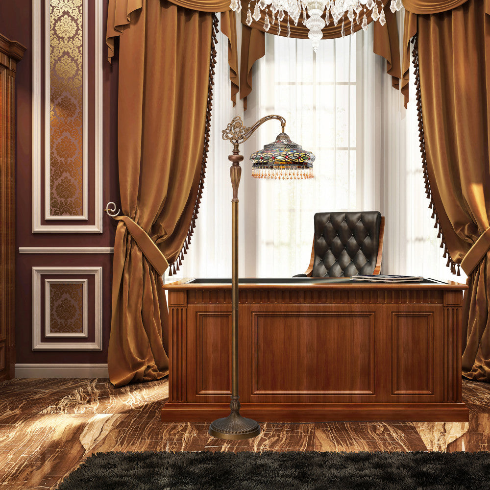 59" H Parisian Tiffany Stained Glass Umbrella Shade Floor Lamp