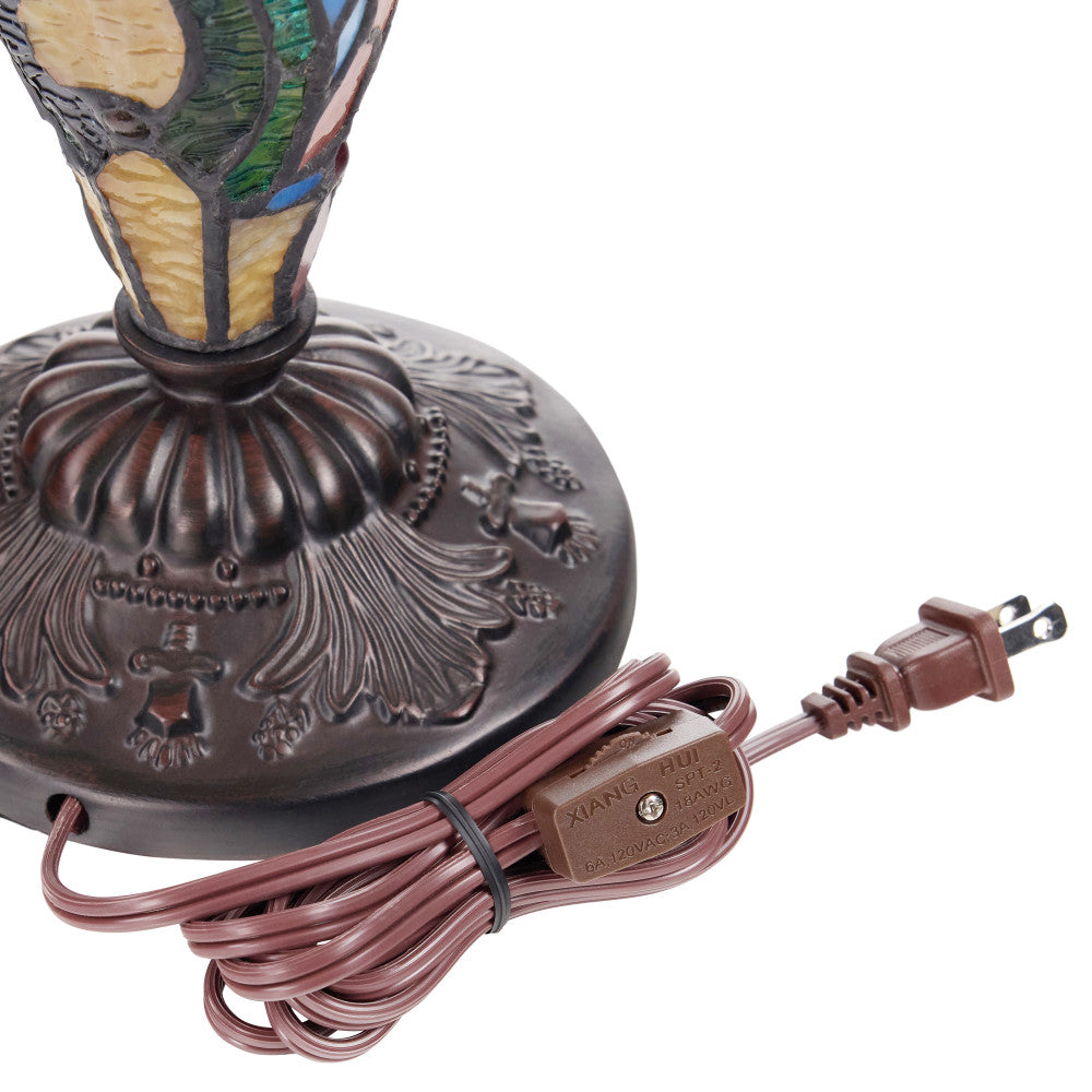 24" H Margaret Double Lit Amber Tiffany Style Stained Glass Table Lamp