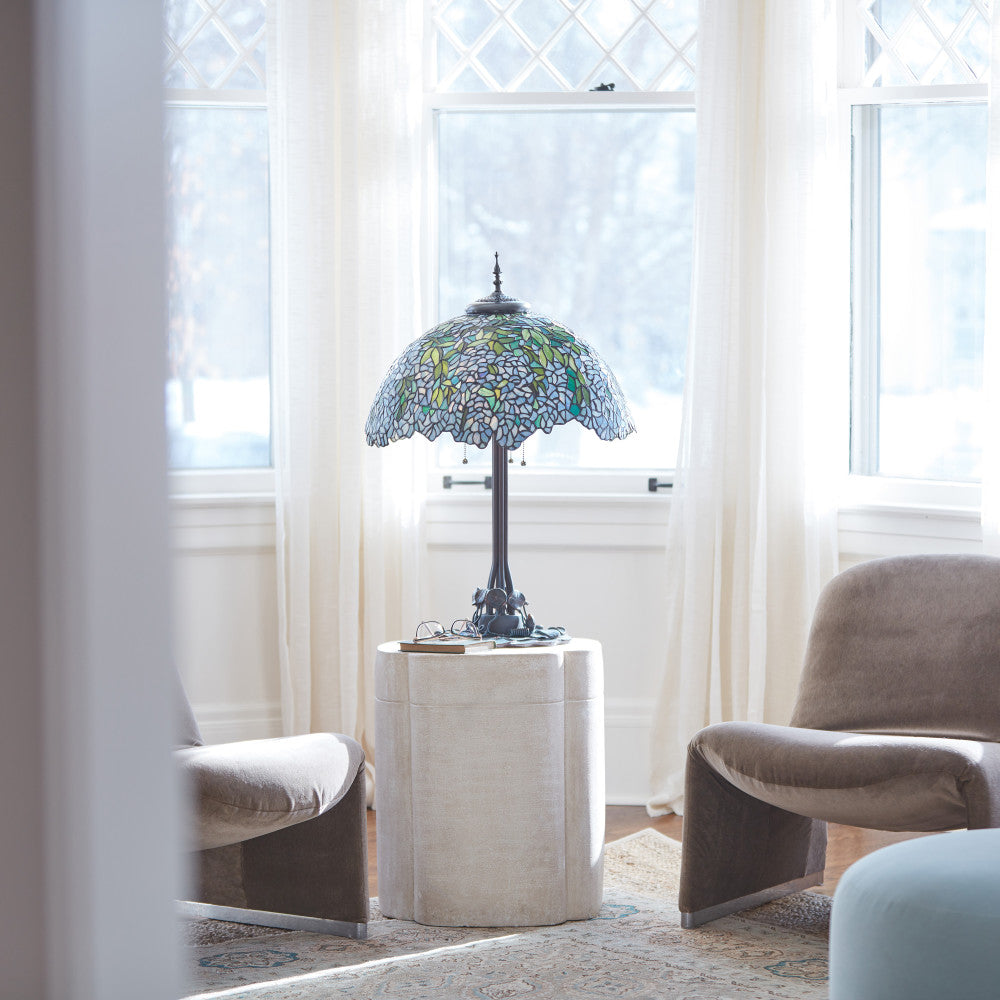 32" H Wisteria Tiffany-Style Stained Glass Table Lamp