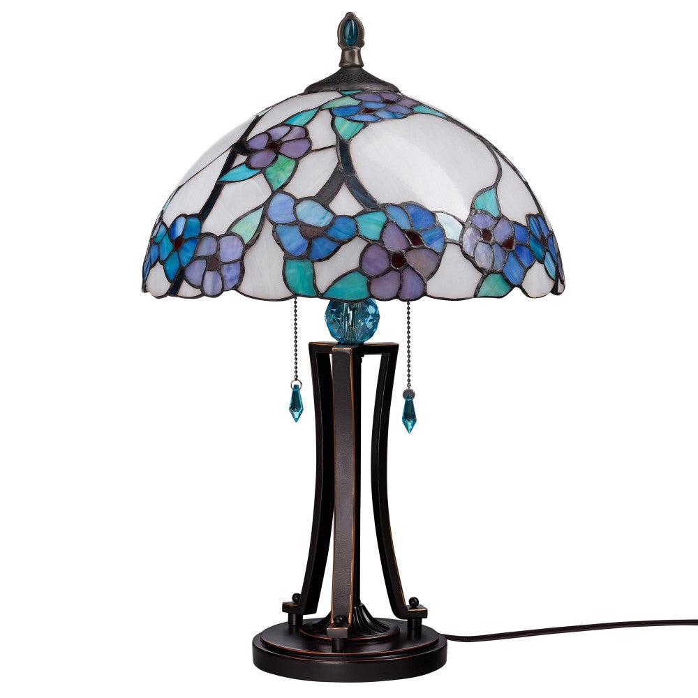 Tula 24.75" H Tiffany-style Teal Bowl Shade Stained Glass Table Lamp