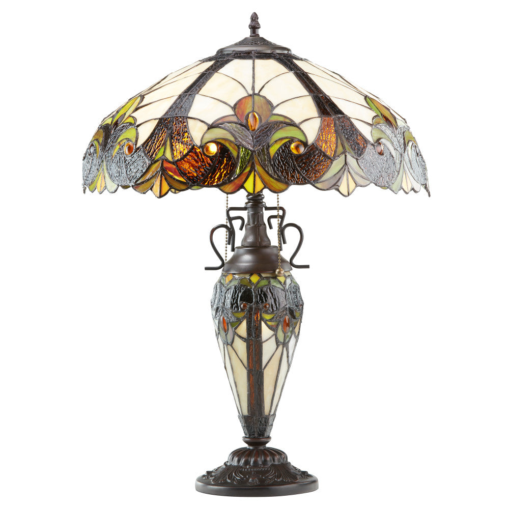 24.5"H Stained Glass Halston Double Lit Table Lamp