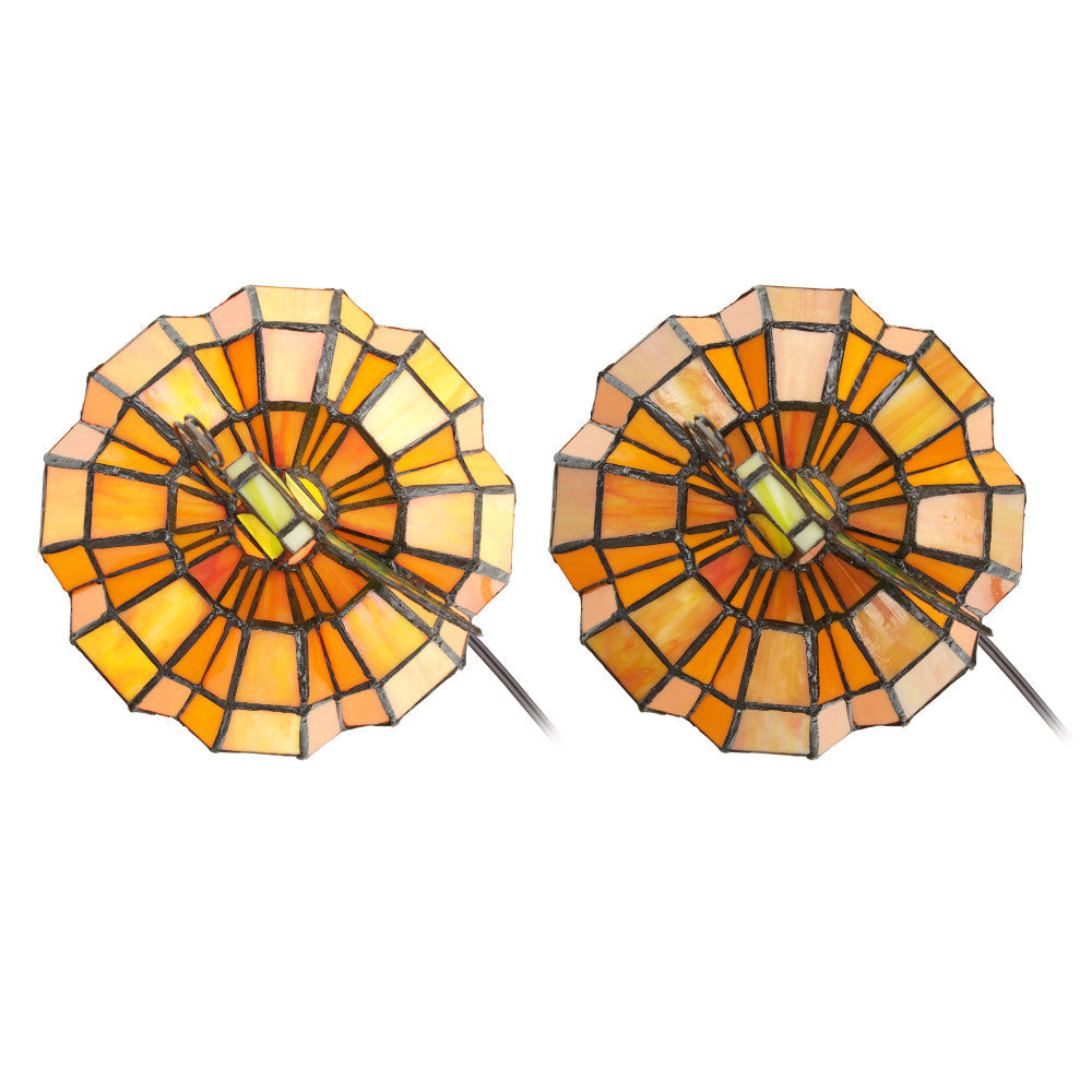 9"H Patch the Pumpkin Stained Glass Accent Lamp