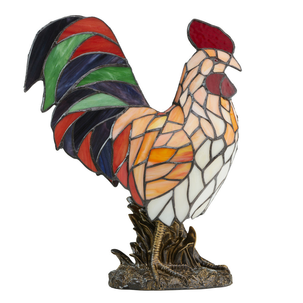 15"H Stained Glass Rooster Accent Lamp