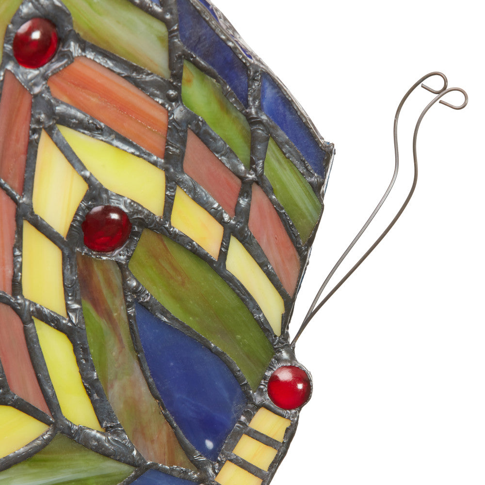 9.5"H Stained Glass Butterfly Wings Accent Lamp