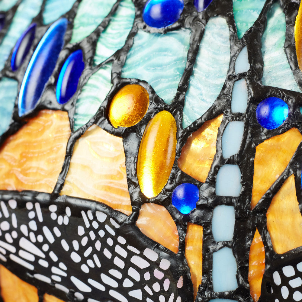 35" H Dragonfly Tiffany-Style Stained Glass Table Lamp