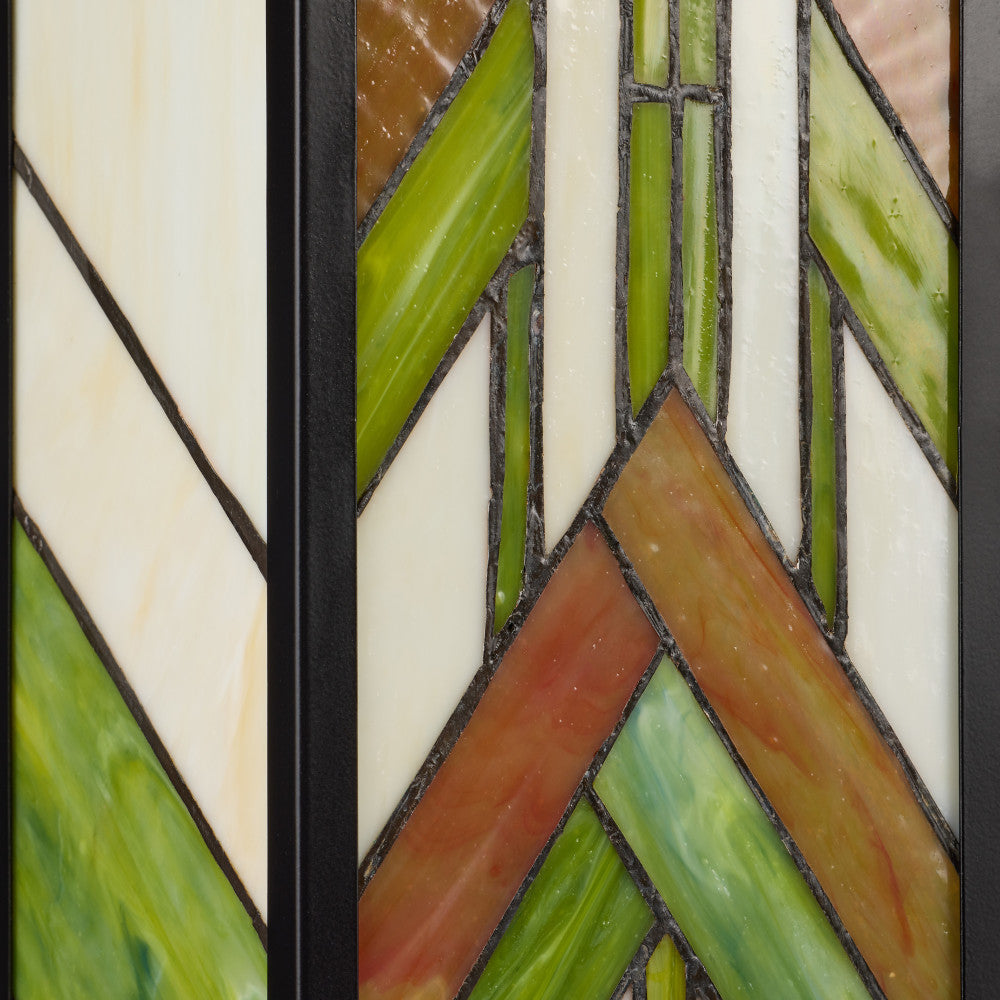 River of Goods Green Stained Glass and Black Satin Rectangular 1-Light Outdoor Wall Sconce