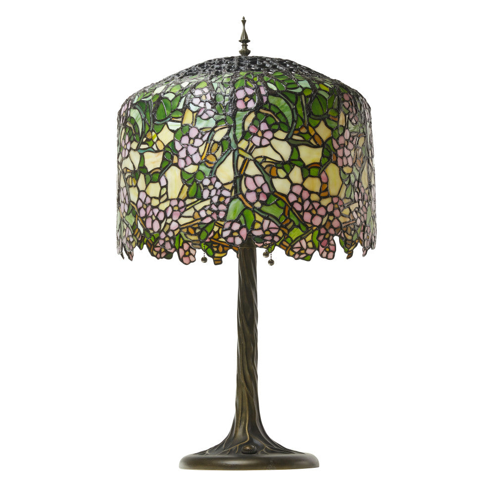 31.75" H Cherry Blossoms Stained Glass Table Lamp